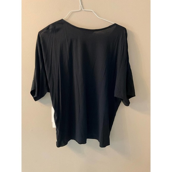 Calvin Klein Crop Top Women's S Black Short Sleeve Polka Dot Round Neck Pullover - Picture 2 of 5